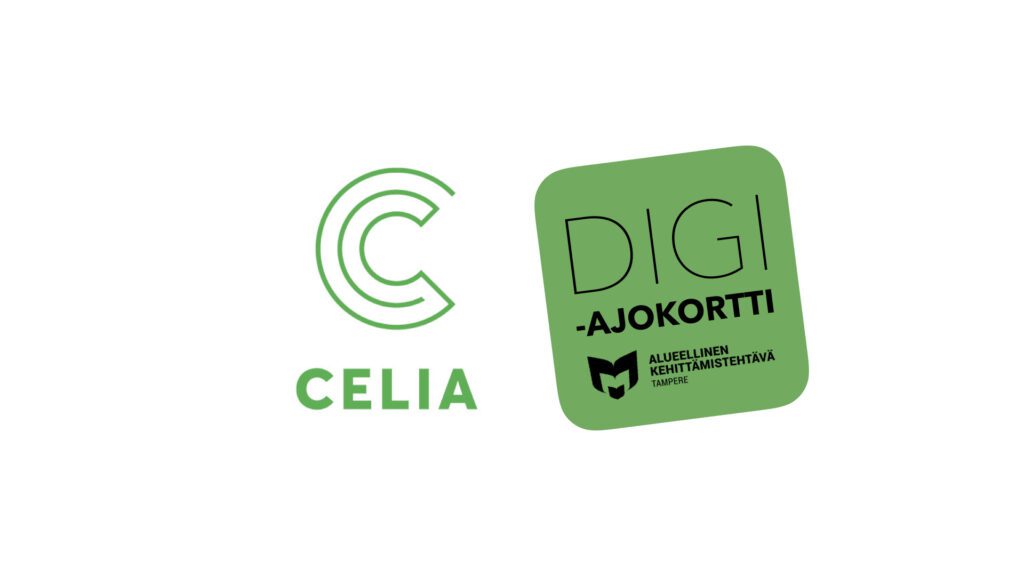 Kuvassa on Celian tunnus ja digiajokortin logo.