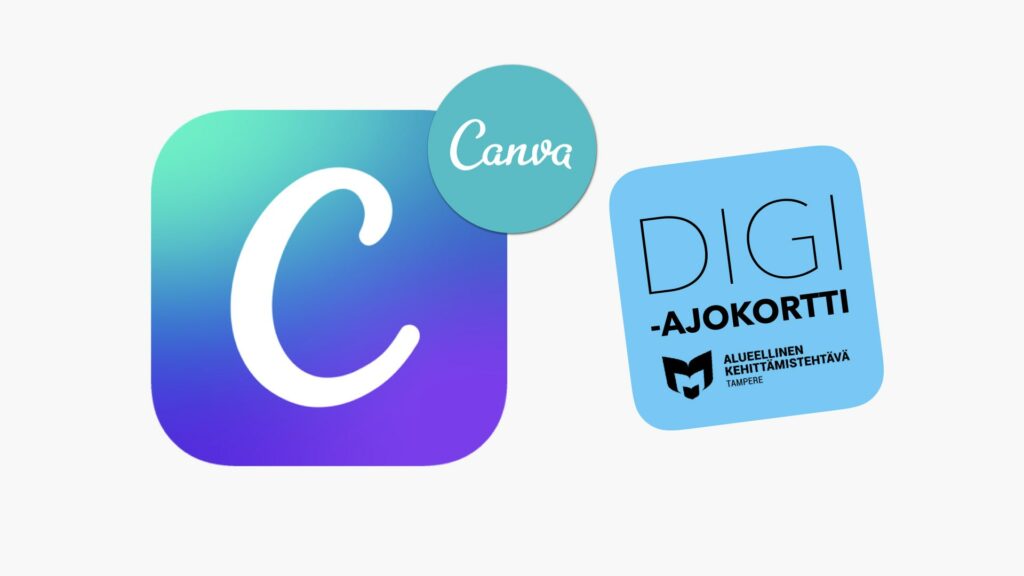 Kuvassa on Canva-ohjelman logo ja myös digiajokortti-logo.